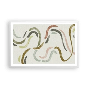 Poster in een witte lijst - Een vrolijke dans van abstractie - 91x61 cm