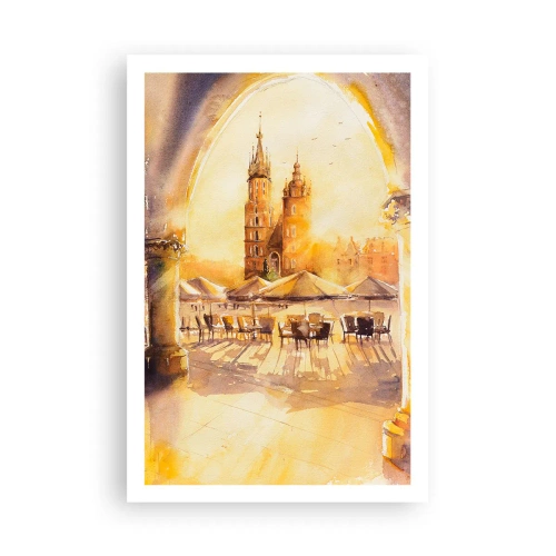 Poster - Zonsopgang boven het marktplein van Krakau - 61x91 cm