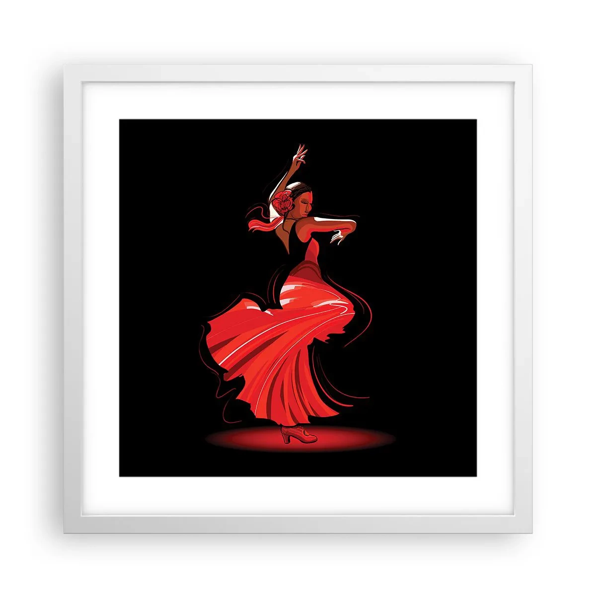 Poster in een witte lijst - De vurige geest van flamenco - 40x40 cm