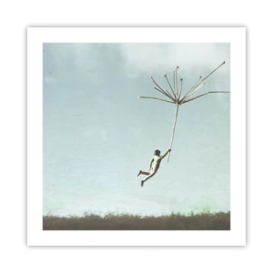 Poster - Vliegers, paardebloemen, wind - 50x50 cm