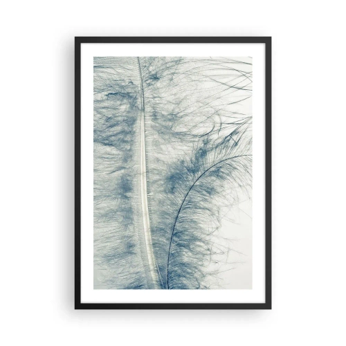 Poster in een zwarte lijst - Een delicate veer in subtiele blauwtinten - 50x70cm - Het gefluister van de natuur - Moderne wanddecoratie voor woonkamer en slaapkamer ARTTOR
