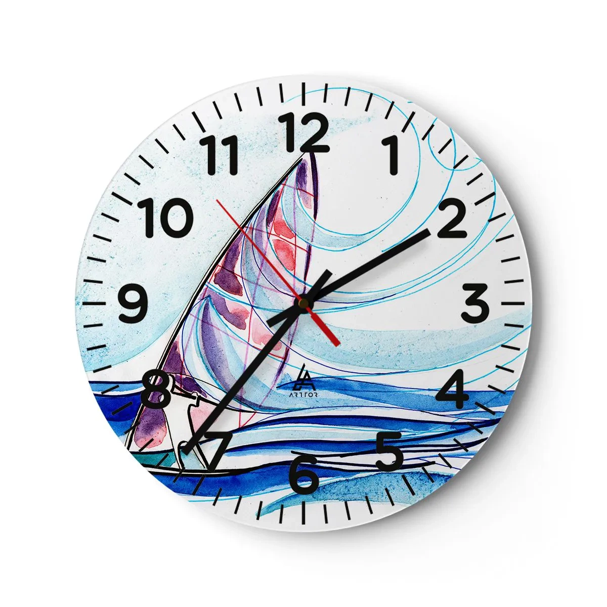 Wandklok - Klok - Met de wind op het ritme van de golven - 40x40 cm
