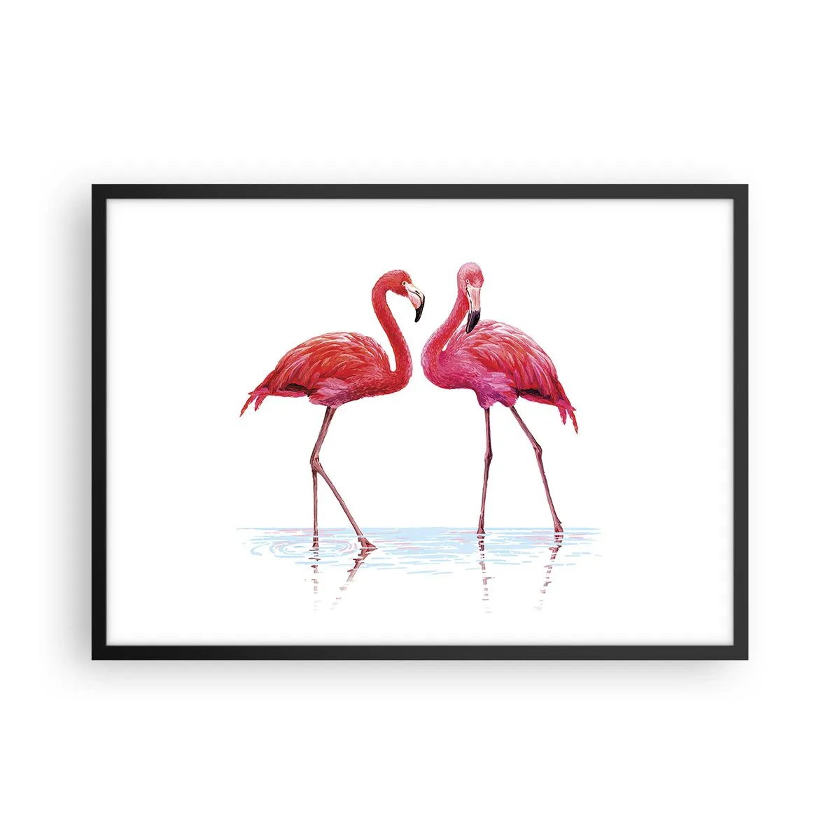 Poster in een zwarte lijst - Roze randez-vous - 70x50 cm