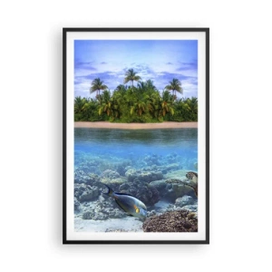 Poster in een zwarte lijst - Hemels eiland nodigt je uit - 61x91 cm