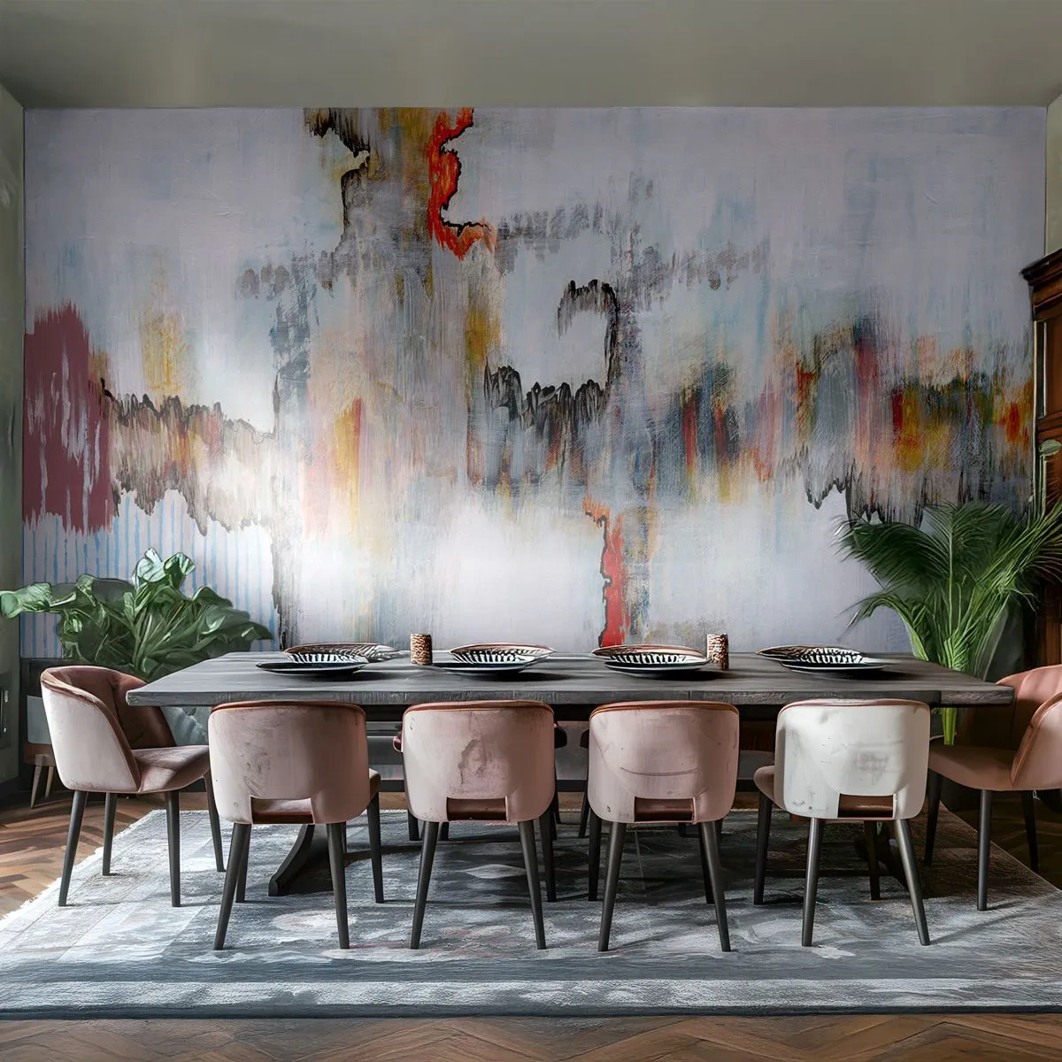 Fotobehang Premium Canvas - Een stok op het water - Abstractie, Deel, Modern patroon - 300x210 cm