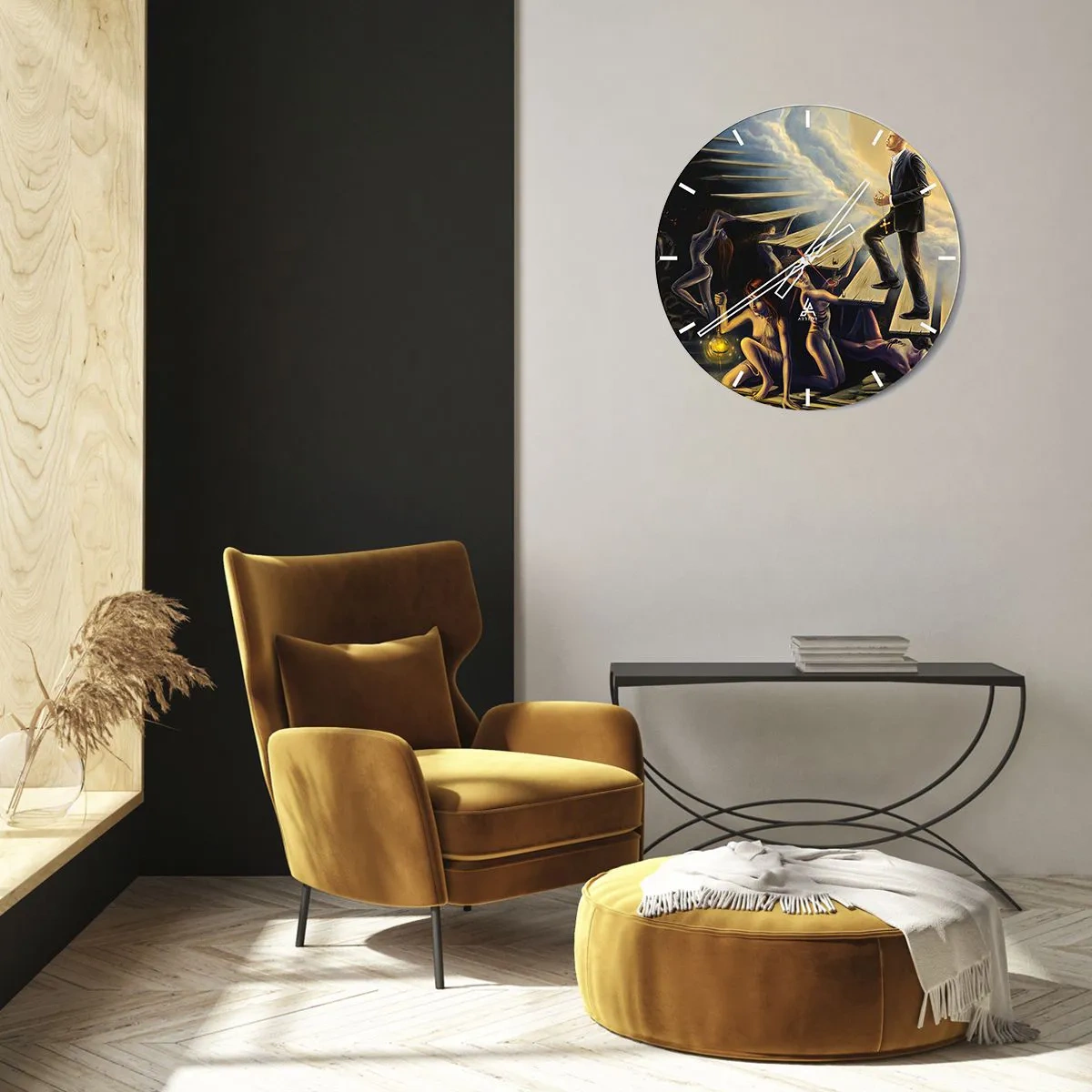 Wandklok - Klok - Symbolische figuren op de trap in licht en duisternis - 30x30cm - Danteske reis naar het licht - Moderne wanddecoratie voor woonkamer, keuken en slaapkamer ARTTOR