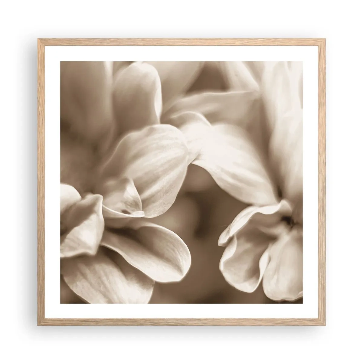 Een poster in een licht eiken lijst - Zo zacht als een glimlach - 60x60 cm