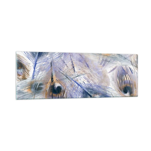 Schilderen op glas - Pauwenogen compositie - 90x30 cm