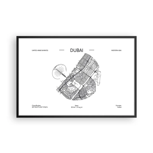 Poster in een zwarte lijst - Anatomie van Dubai - 91x61 cm