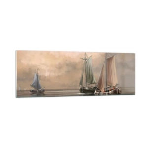 Schilderen op glas - De terugkeer van zeelieden - 90x30 cm