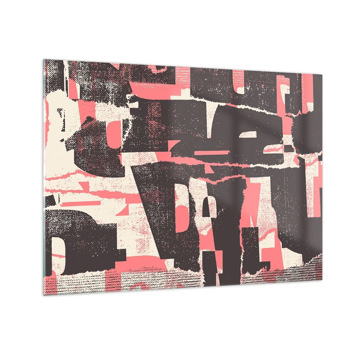 Schilderen op glas - Moderne abstractie in zwart, rood en beige - 70x50cm - Al dit lawaai - Moderne wanddecoratie voor woonkamer en slaapkamer ARTTOR