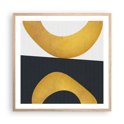 Een poster in een licht eiken lijst - Ten eerste: goud - 60x60 cm