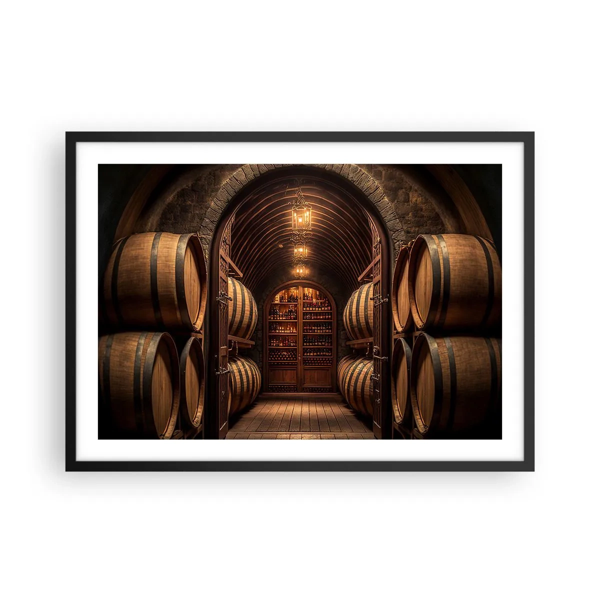 Poster in een zwarte lijst - Sfeervolle kelder - 70x50 cm