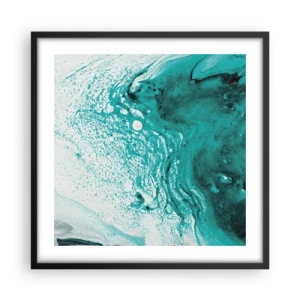 Poster in een zwarte lijst - Versmelten in wit en turkoois - 50x50 cm