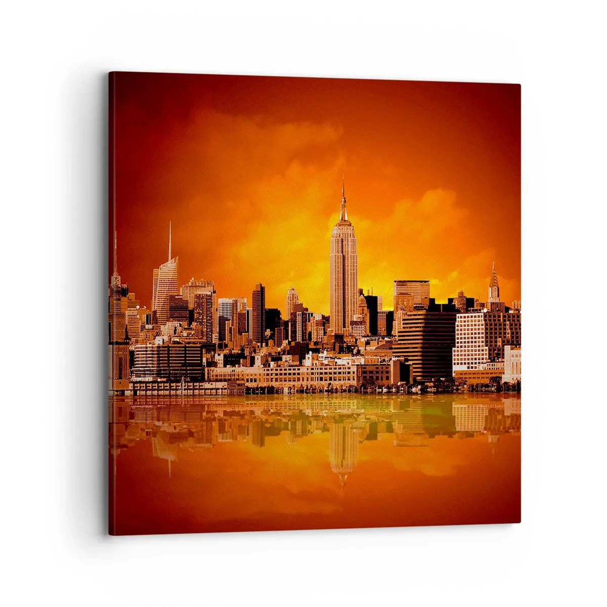 Schilderen op canvas - Het grote stadspanorama in geel en brons - 70x70 cm