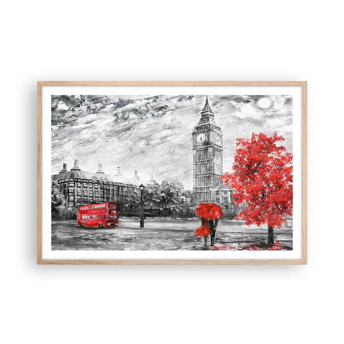 Een poster in een licht eiken lijst - Een spannende dag - 91x61 cm