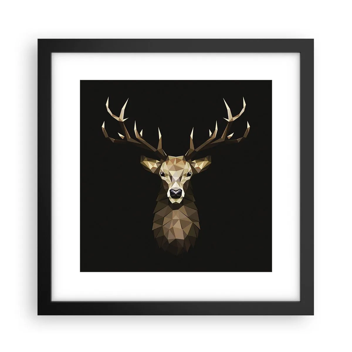 Poster in een zwarte lijst - Kubistische herten - 30x30 cm