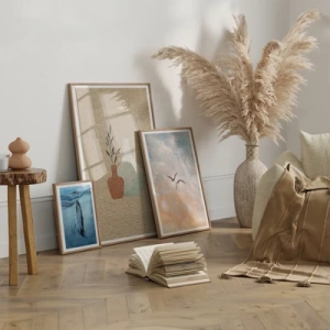 Een poster in een licht eiken lijst - De vaas en zijn idee - 70x100 cm