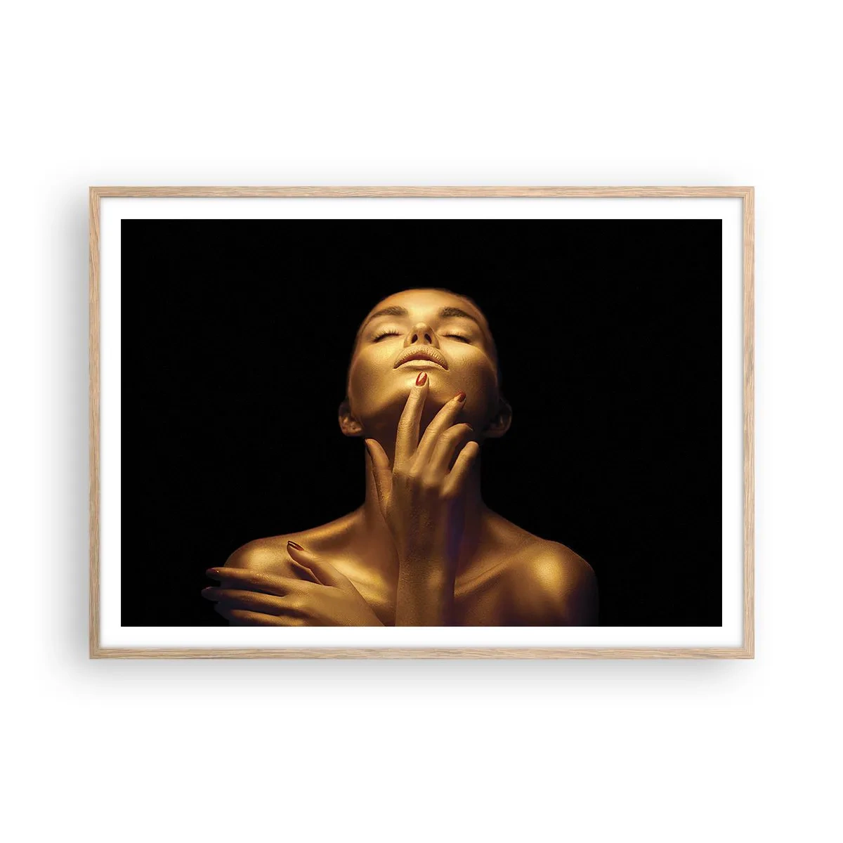 Een poster in een licht eiken lijst - Als gouden zijde - 100x70 cm