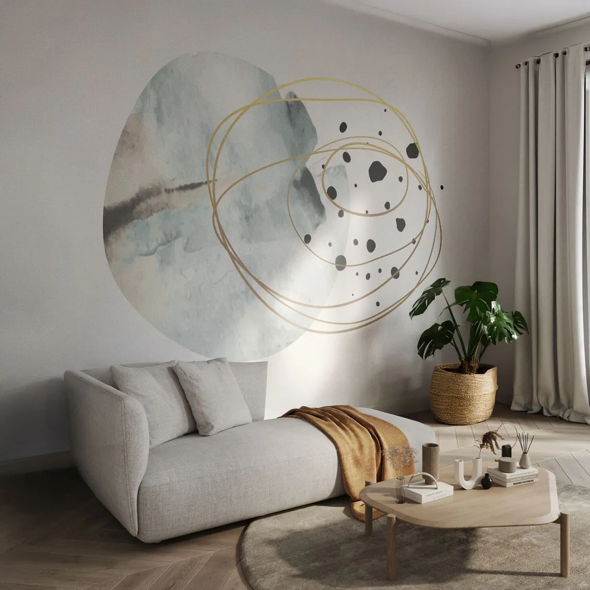 Fotobehang Standard Eco - Omarmd door de ruimte - Abstractie, Deel, Modern patroon - 500x350 cm