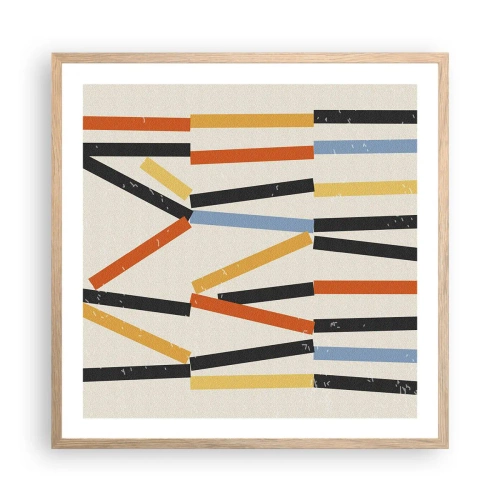Een poster in een licht eiken lijst - Compositie op goed niveau - 60x60 cm