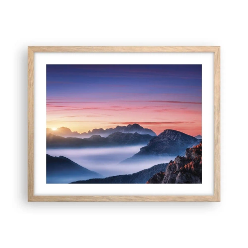 Een poster in een licht eiken lijst - Over de valleien - 50x40 cm