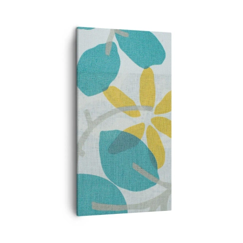 Schilderen op canvas - Tussen de azuurblauwe bladeren - 45x80 cm