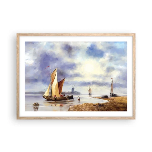 Een poster in een licht eiken lijst - De terugkeer van zeelieden - 70x50 cm