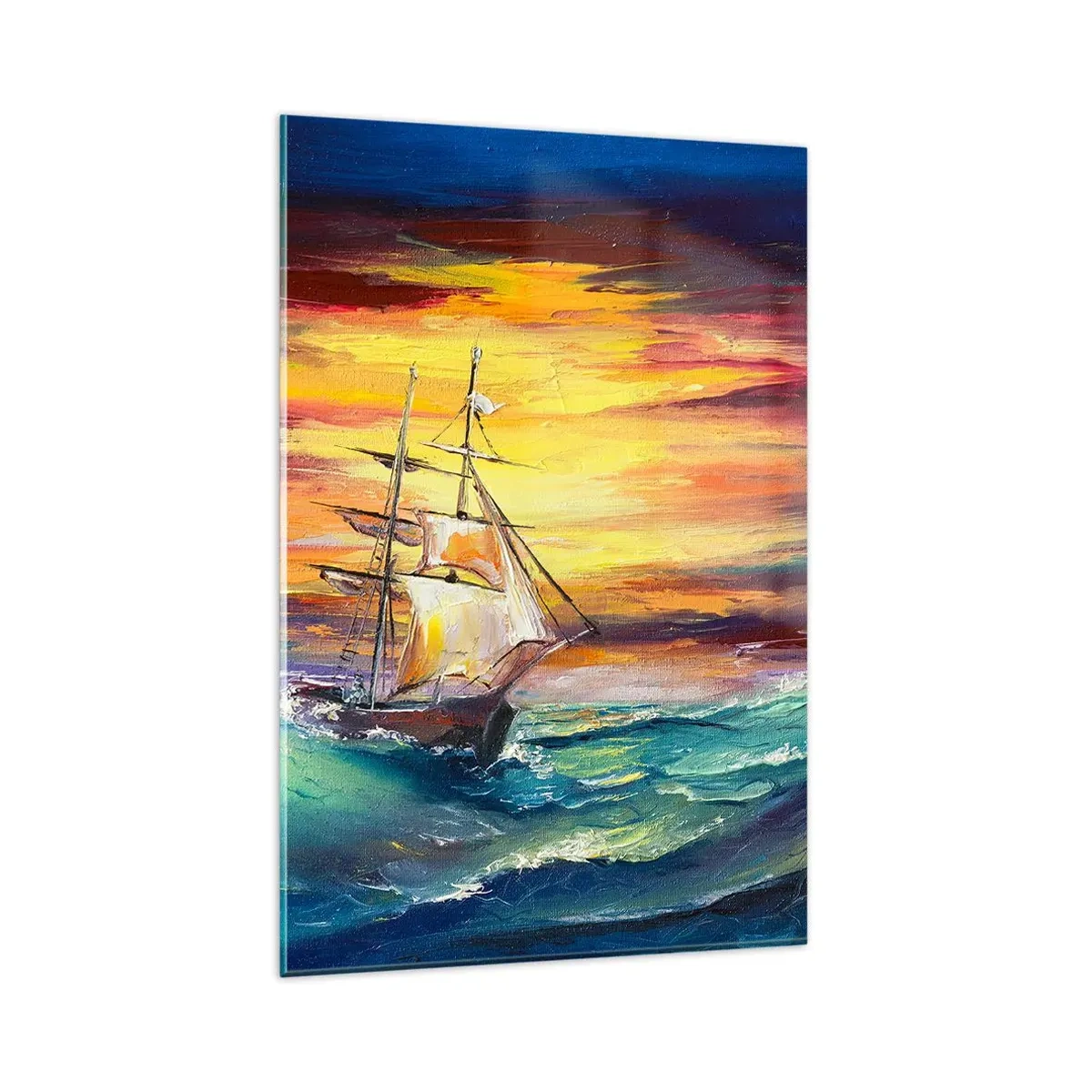 Schilderen op glas - Dapper onder de golven - 80x120 cm