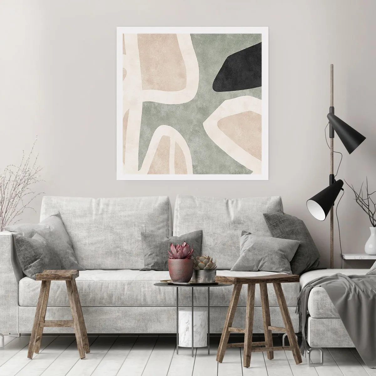 Poster - Compositie met een zwart motief - 30x30 cm