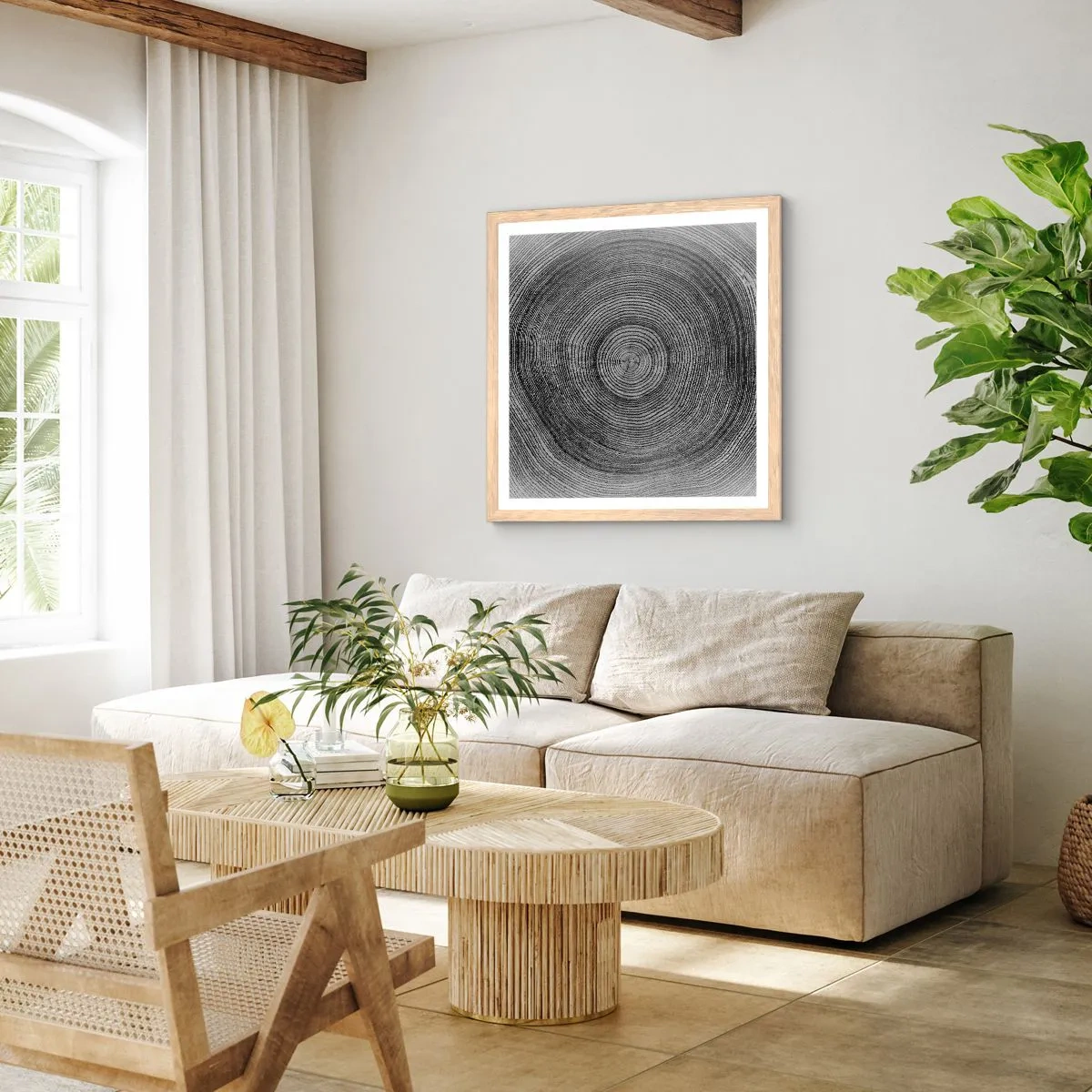 Een poster in een licht eiken lijst - Teken van de tijden - 30x30 cm