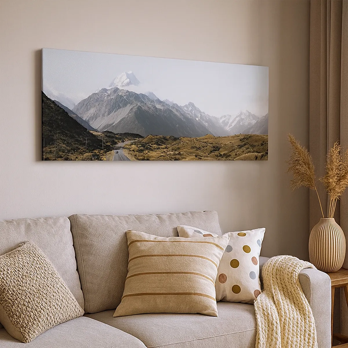 Schilderen op canvas - De weg naar het hart van de bergen - 30x30 cm