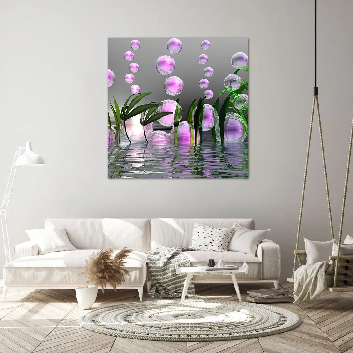 Schilderen op canvas - Een reflecterende compositie van lichtheid en leven - 40x40 cm