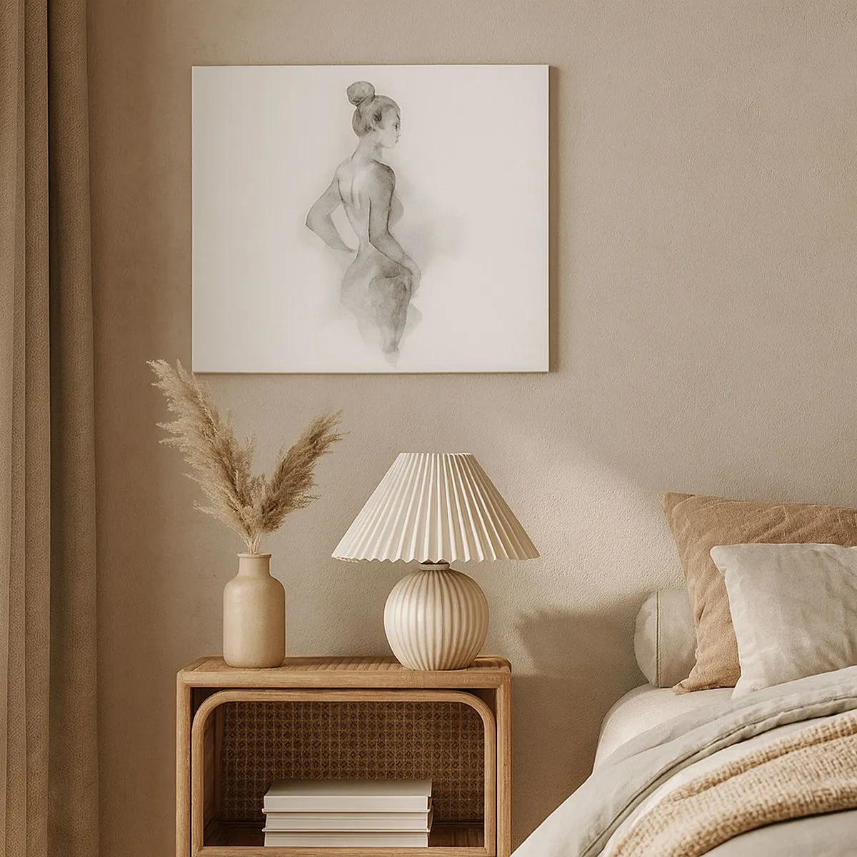 Schilderen op canvas - Aquarelschets van een vrouwelijk silhouet - 70x50cm - Prachtig als schilderij - Moderne wanddecoratie voor woonkamer en slaapkamer ARTTOR