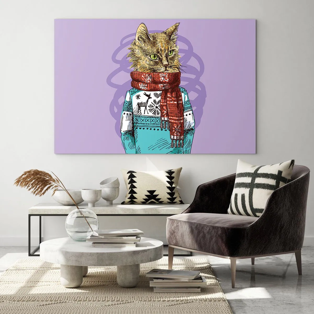 Schilderen op glas - De kat niet alleen in schoenen - 100x70 cm