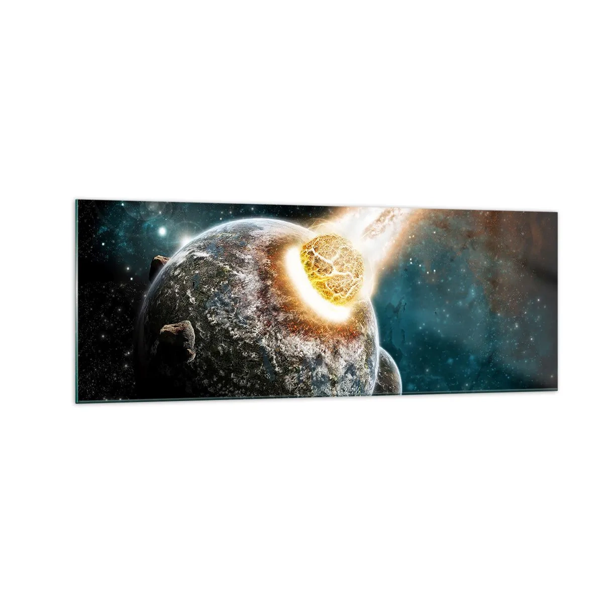 Schilderen op glas - Vernietiging of geboorte - 140x50 cm