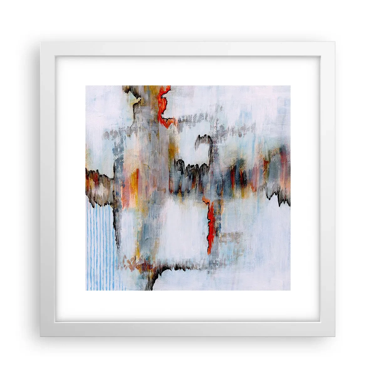 Poster in een witte lijst - Een stok op het water - 30x30 cm