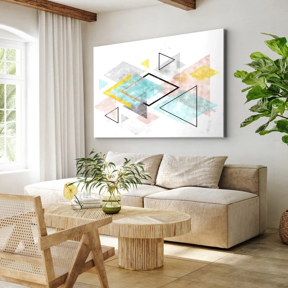 Schilderen op canvas - Geometrisch spel - 120x80 cm
