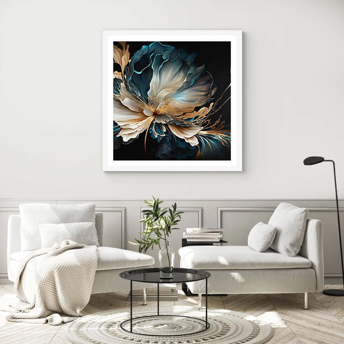 Poster in een witte lijst - Sprookjesachtige varenbloem - 50x50 cm
