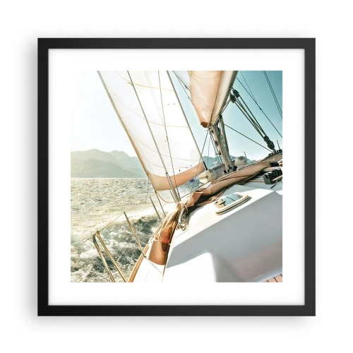 Poster in een zwarte lijst - Onder vol zeil - 40x40 cm