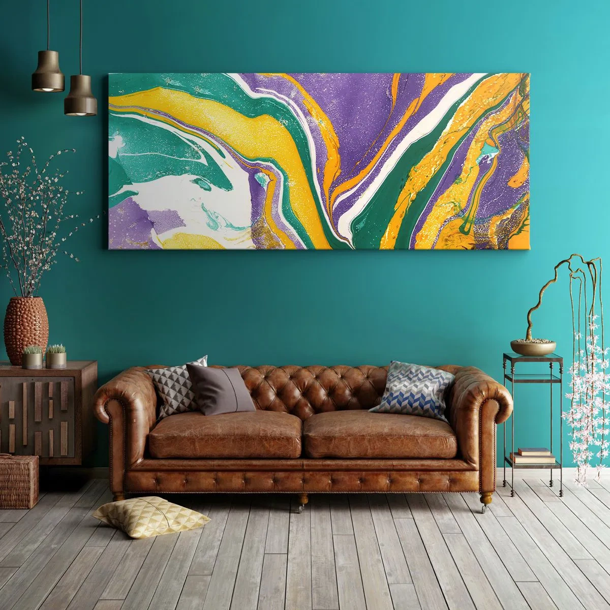 Schilderen op canvas - Kleur golven - 160x50 cm