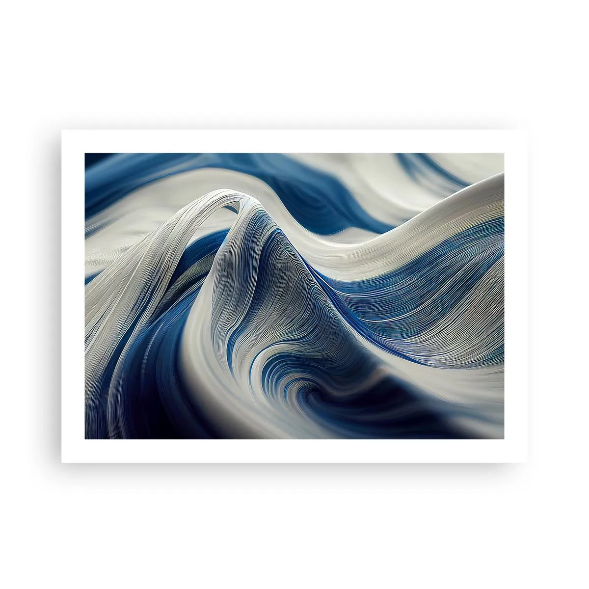 Poster - De vloeibaarheid van blauw en wit - 70x50 cm