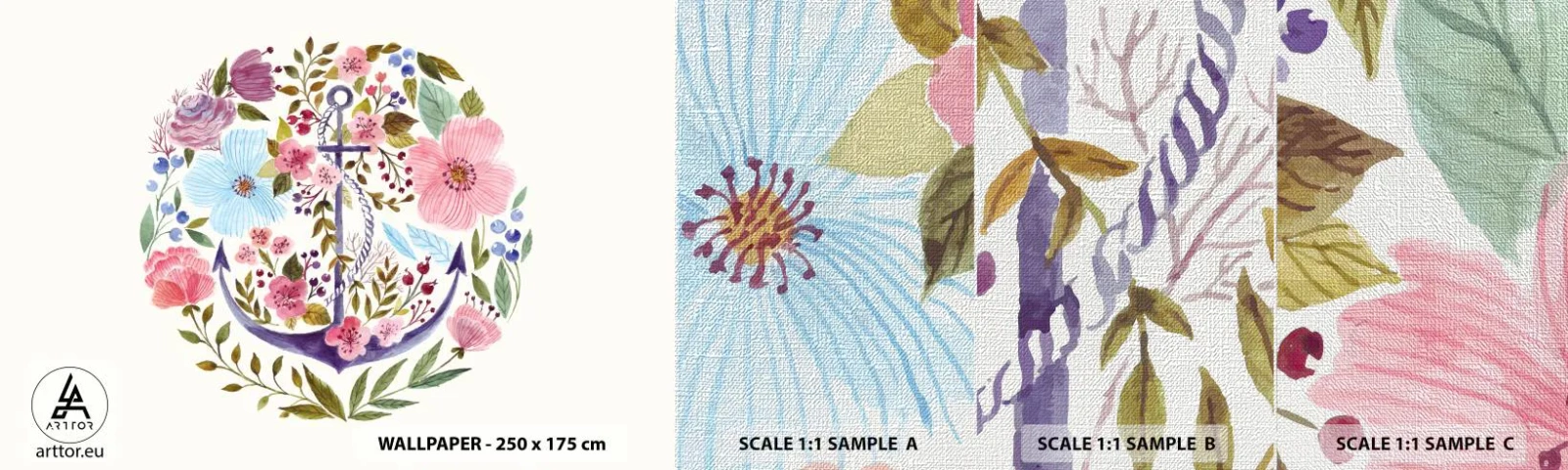 Fotobehang Monster Premium Canvas - Goede droom van zeeman - Anker, Boho, Kust - 100x30 cm