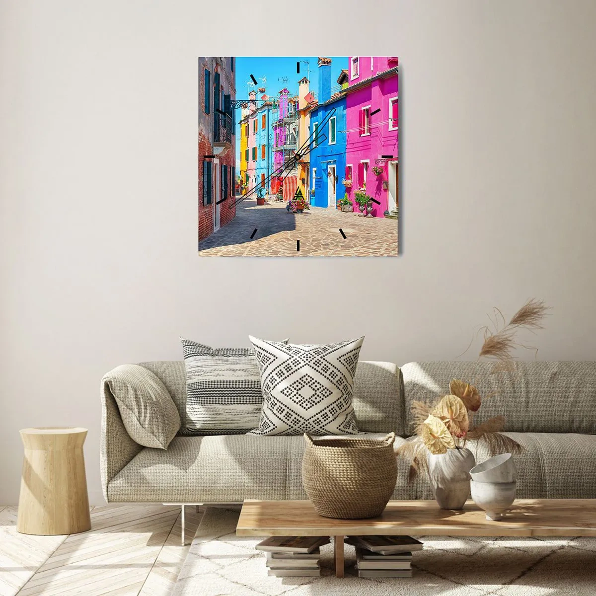 Wandklok - Klok - Stadje "De Papegaai" - 30x30 cm