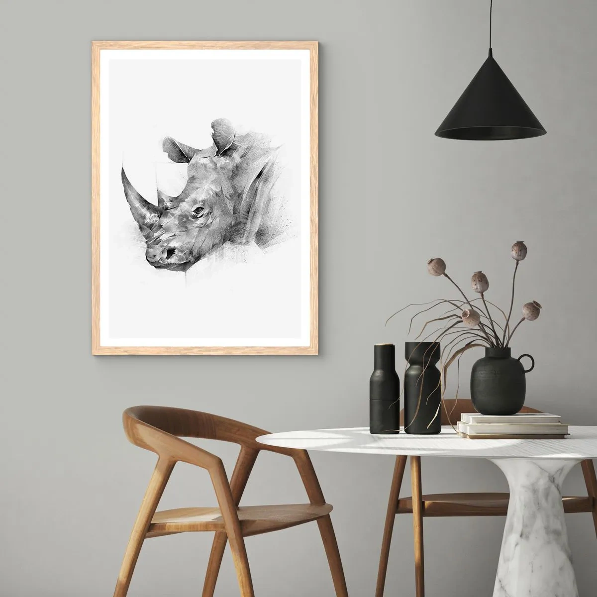 Een poster in een licht eiken lijst - Afrikaans portret - 30x40 cm