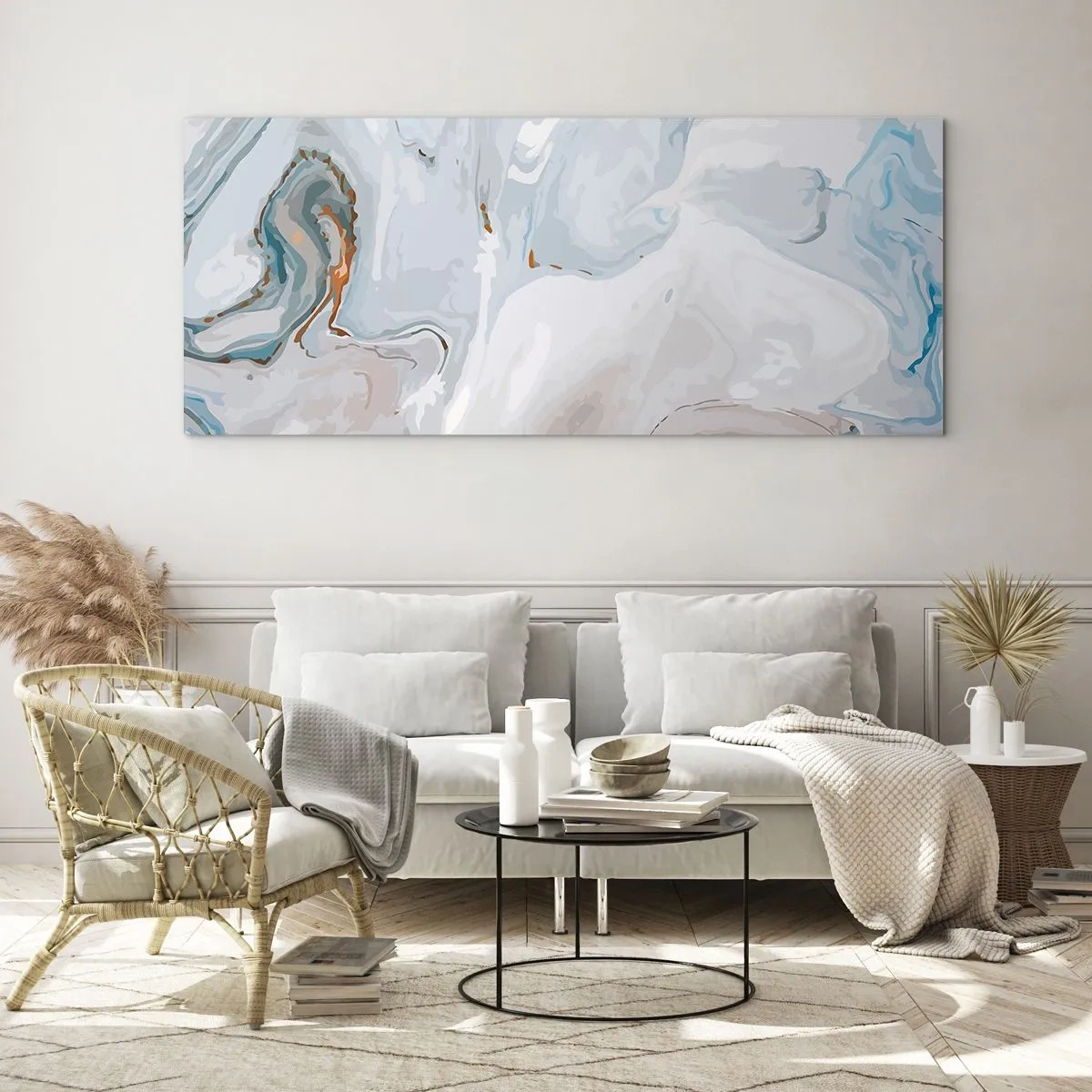 Schilderen op glas - Het wit is verheven - 100x40 cm
