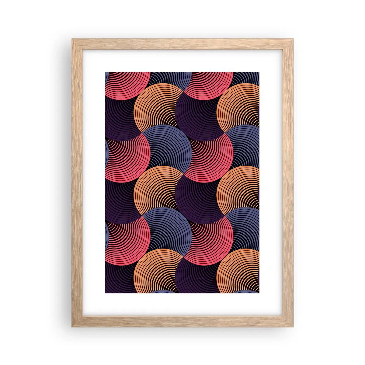 Een poster in een licht eiken lijst - In een cirkelvormig ritme - 30x40 cm