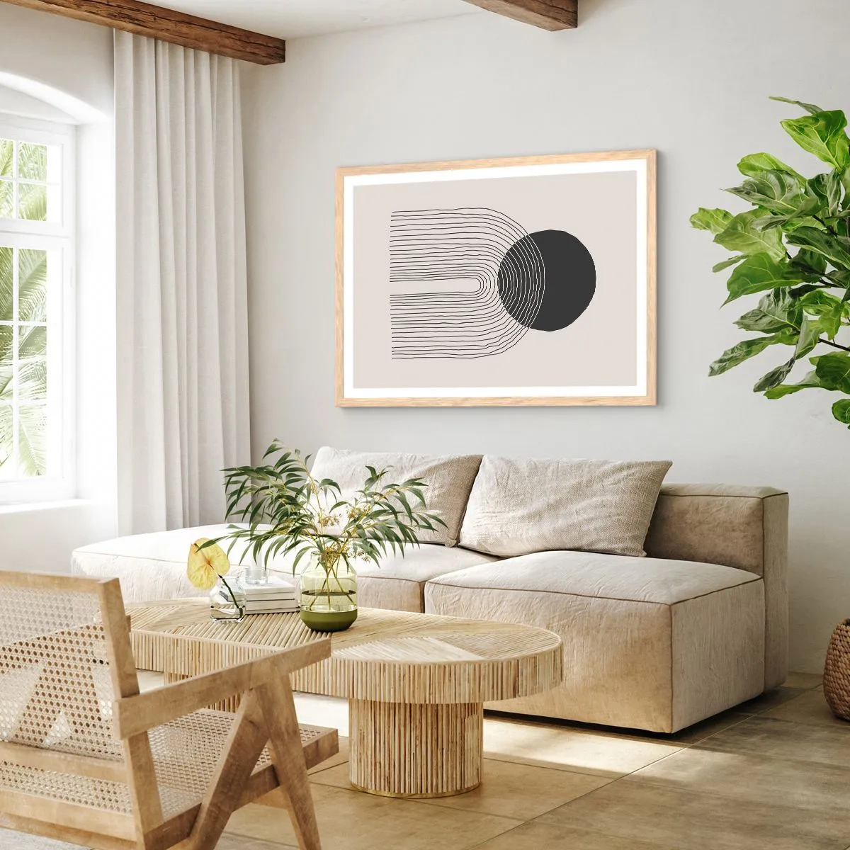 Een poster in een licht eiken lijst - Bibberen en vertrouwen - 100x70 cm