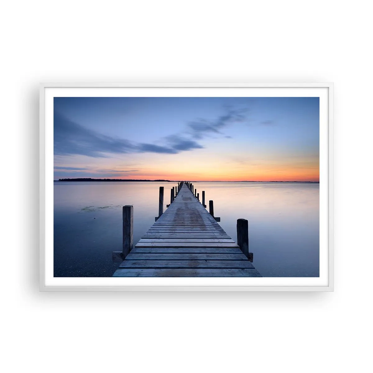 Poster in een witte lijst - De rust van een serene schemering - 100x70 cm
