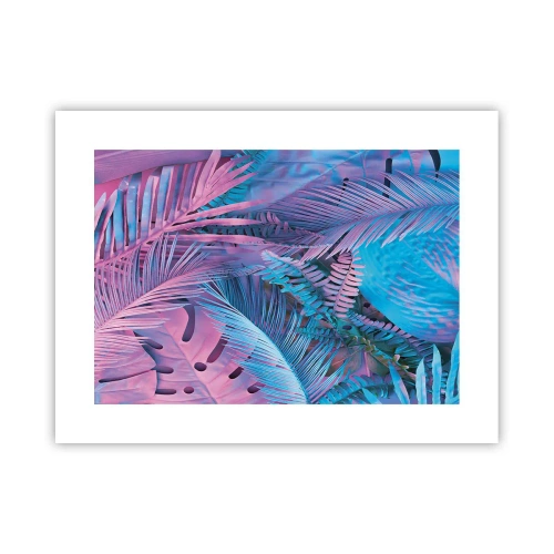 Poster - Tropen in roze en blauw - 40x30 cm